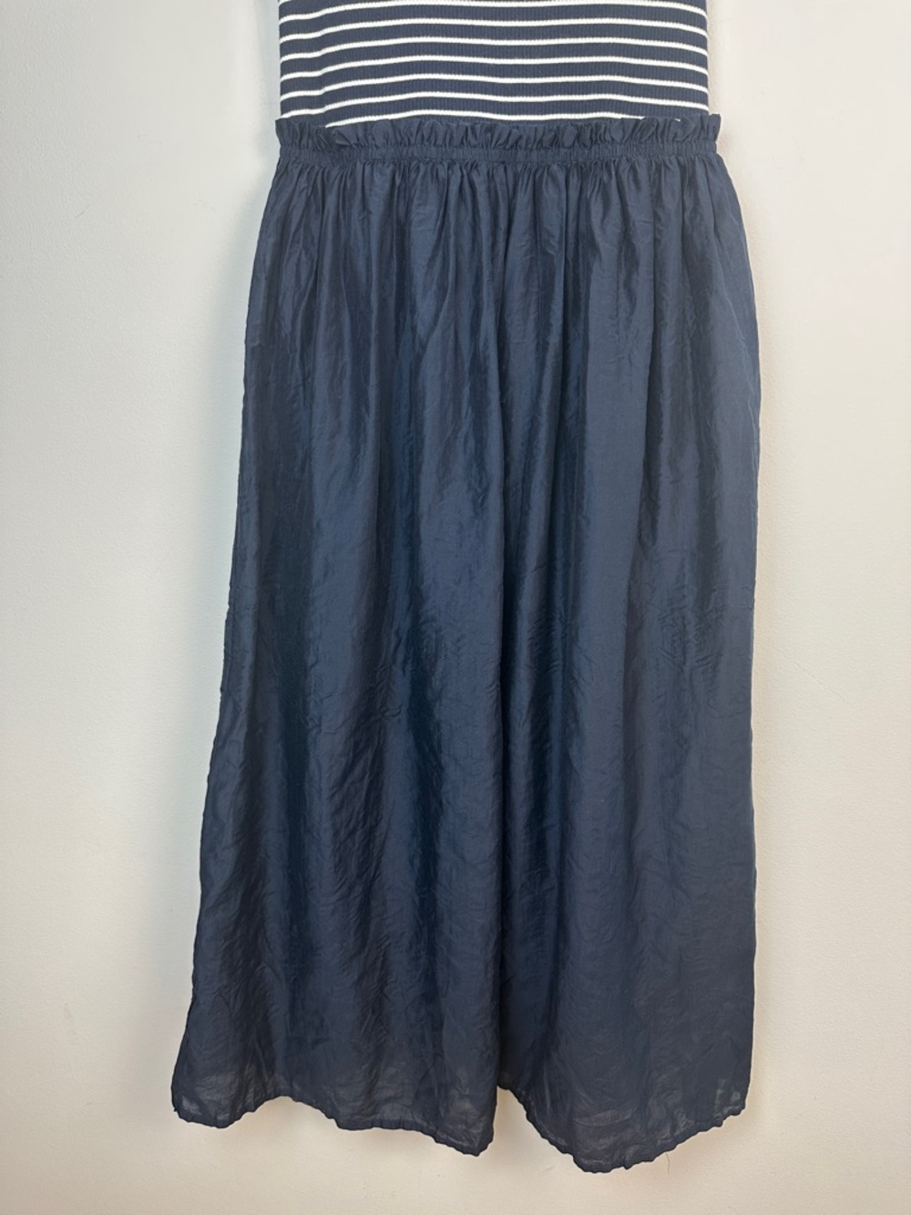 J.Crew Gathered Waist Mixy Dress Ribbed Knit Top Crinkly Sheer Skirt Lined MED - Picture 11 of 16